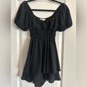 Altar'd State Elegant Black Puff Sleeve Mini Dress